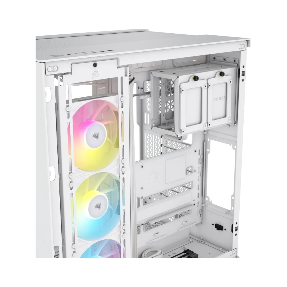 windowed tempered glass white corsair 6500x rgb mid tower dual chamber pc case 2x 35 2x 25