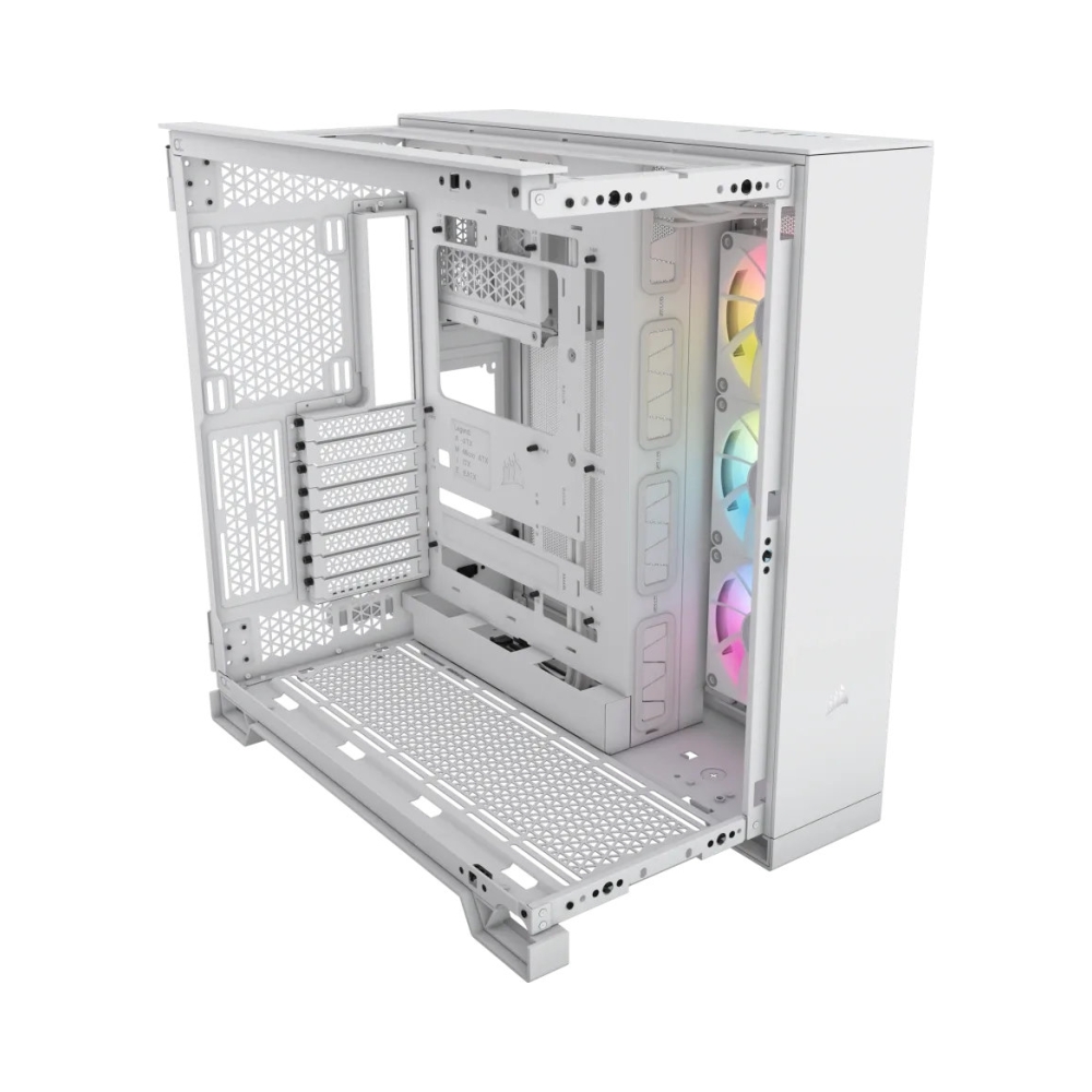 windowed tempered glass white corsair 6500x rgb mid tower dual chamber pc case 2x 35 2x 25