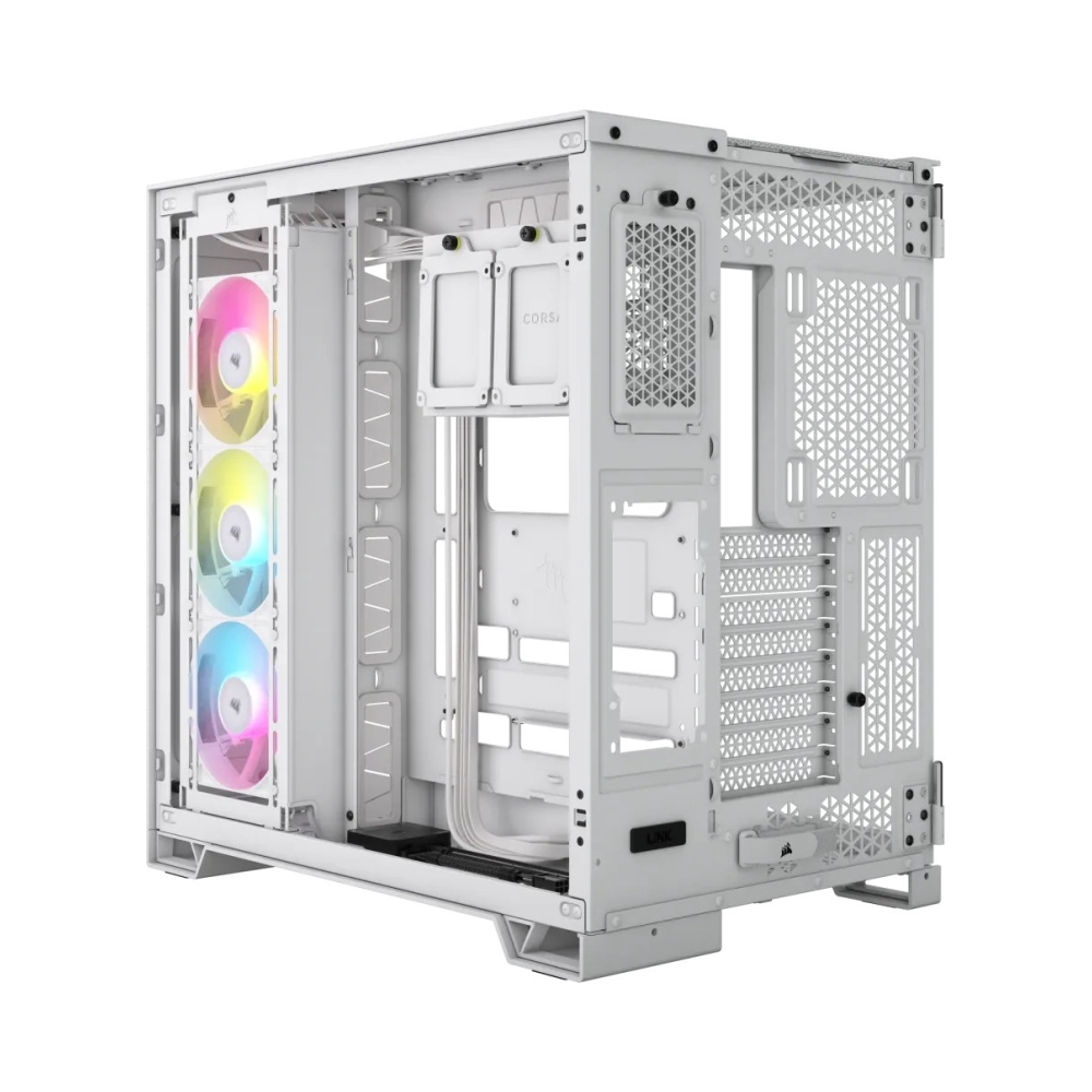 windowed tempered glass white corsair 6500x rgb mid tower dual chamber pc case 2x 35 2x 25