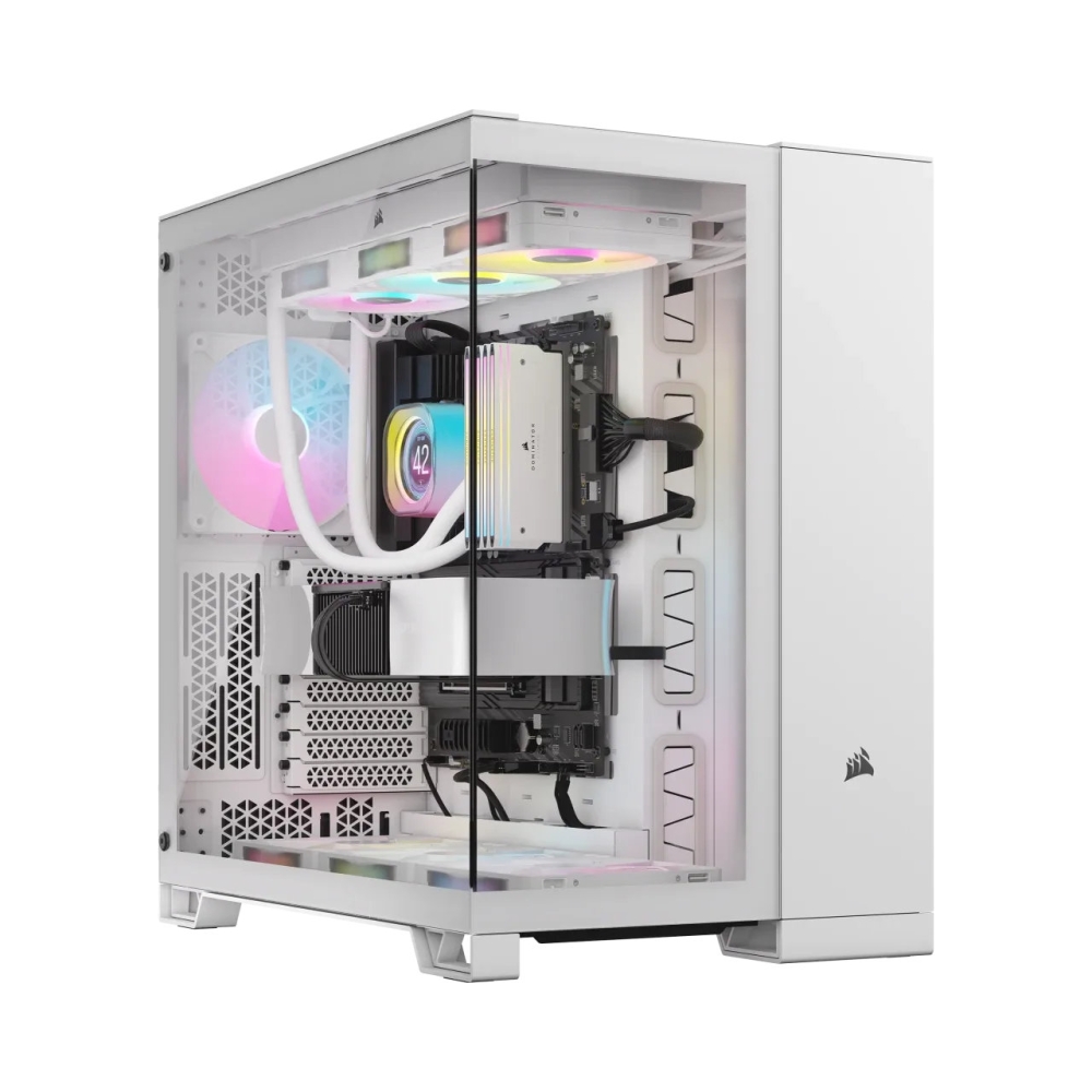 windowed tempered glass white corsair 6500x rgb mid tower dual chamber pc case 2x 35 2x 25