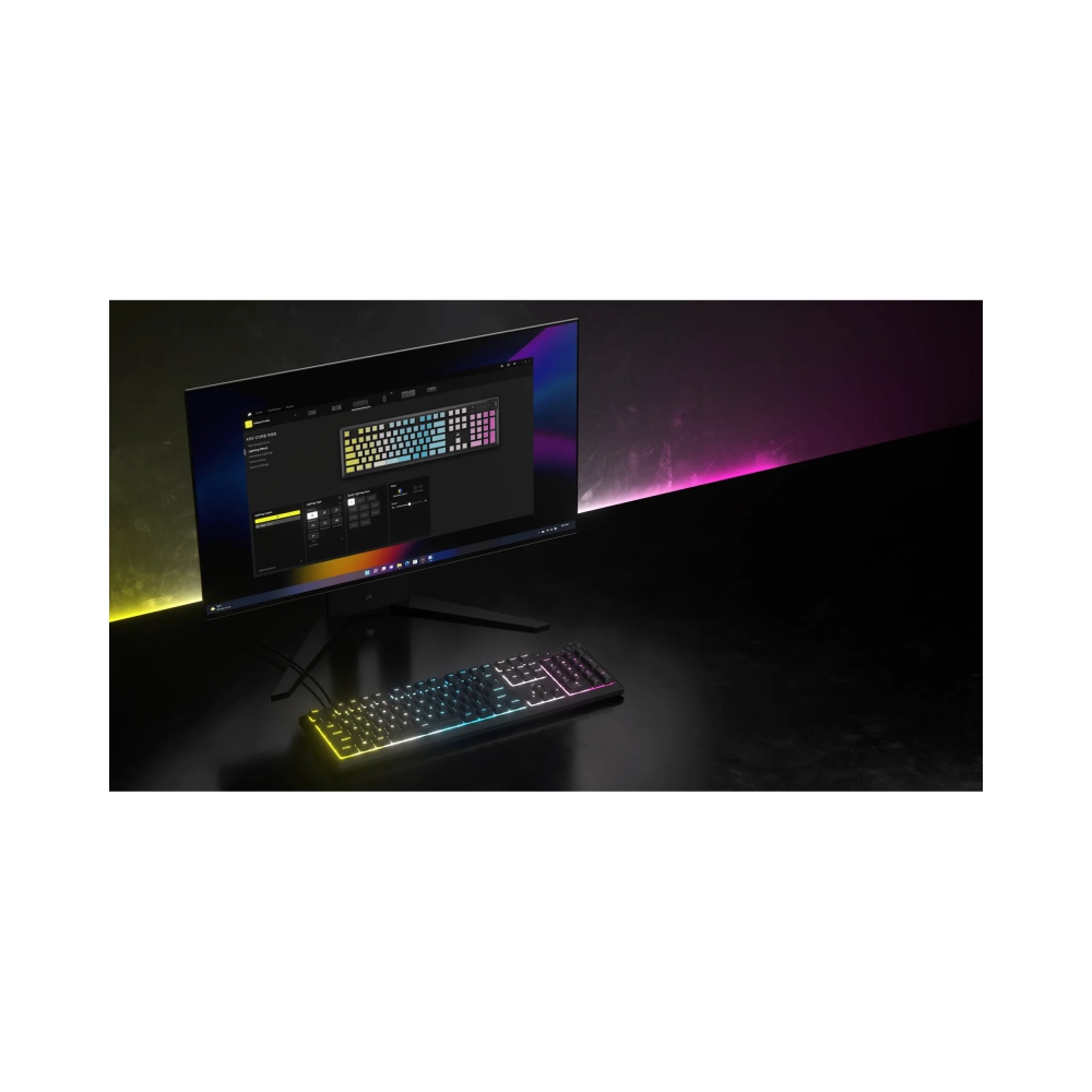 corsair k55 core gaming keyboard backlit zoned rgb led rubberdome