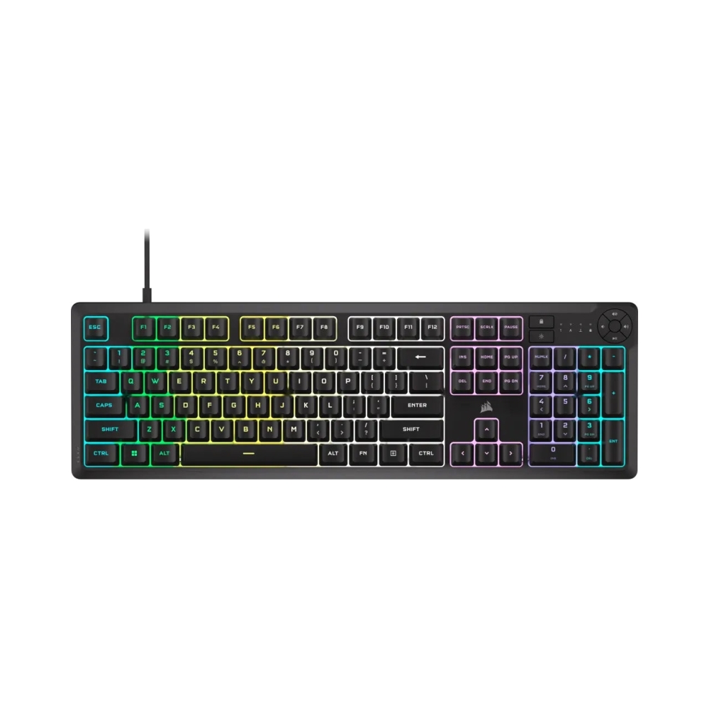 corsair k55 core gaming keyboard backlit zoned rgb led rubberdome