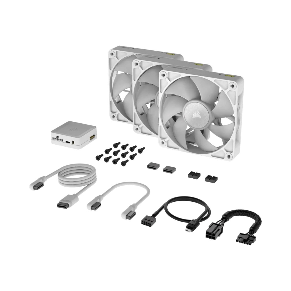corsair rx rgb series icue link rx120 rgb white 120mm fan triple pack