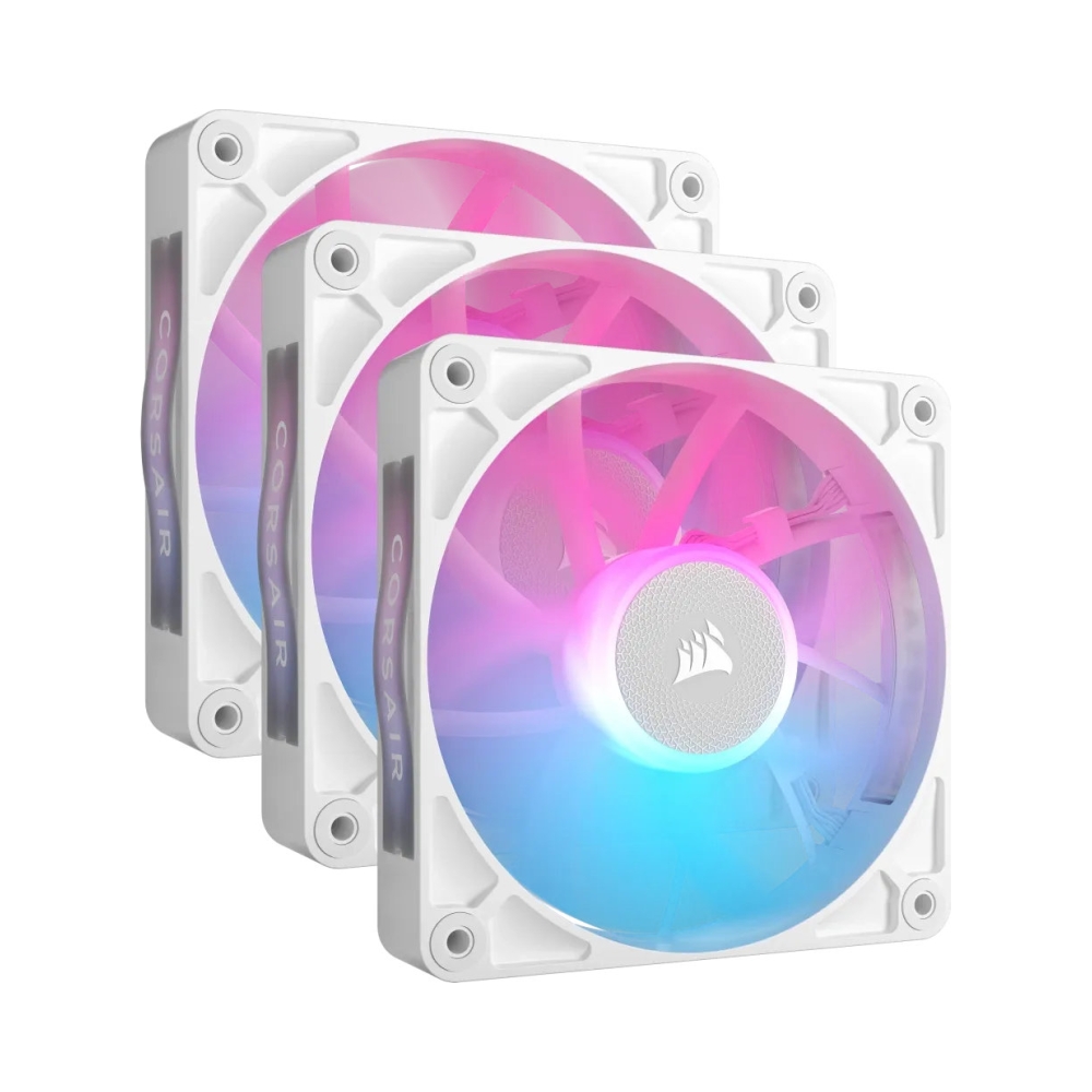 corsair rx rgb series icue link rx120 rgb white 120mm fan triple pack