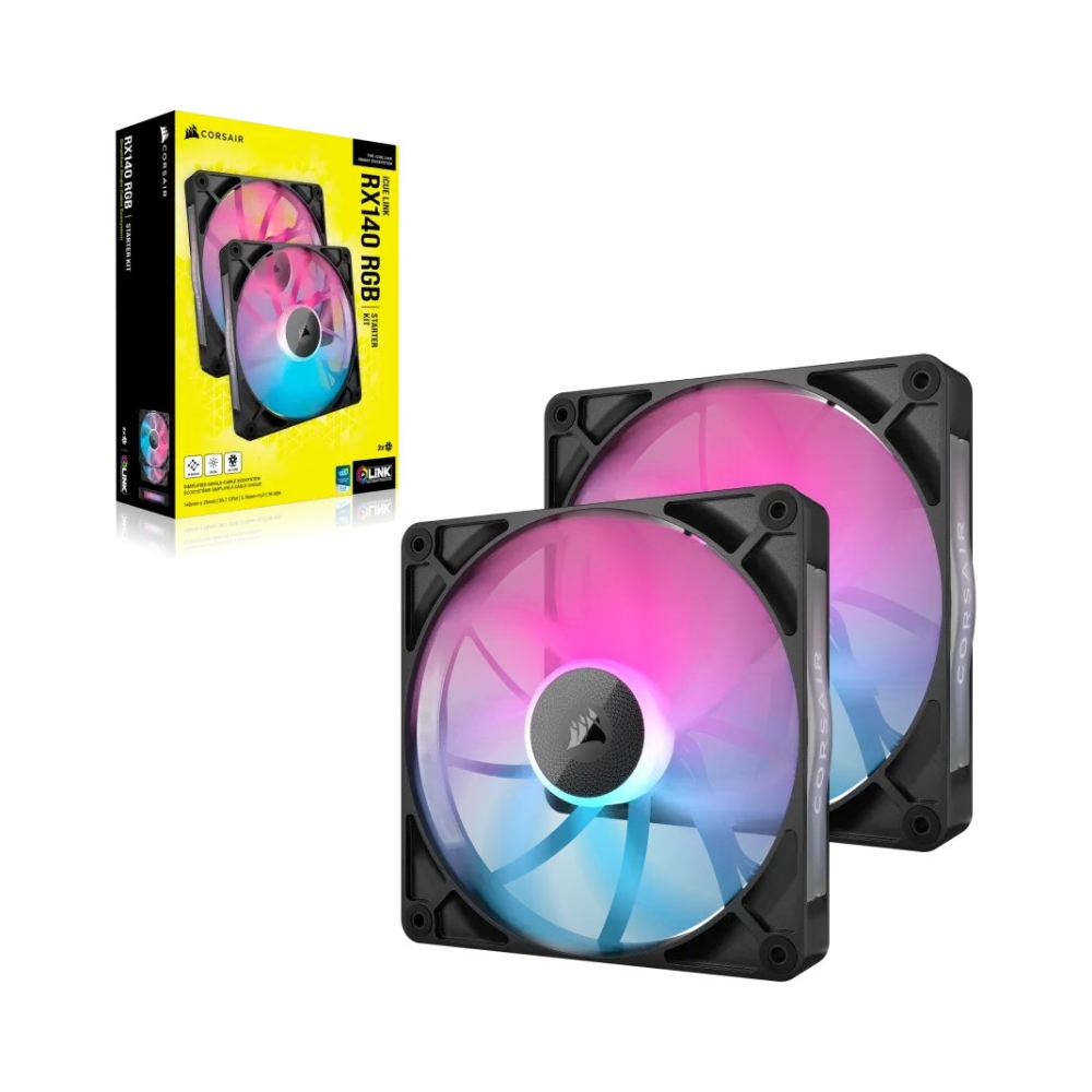 corsair rx rgb series icue link rx140 140mm fan dual pack