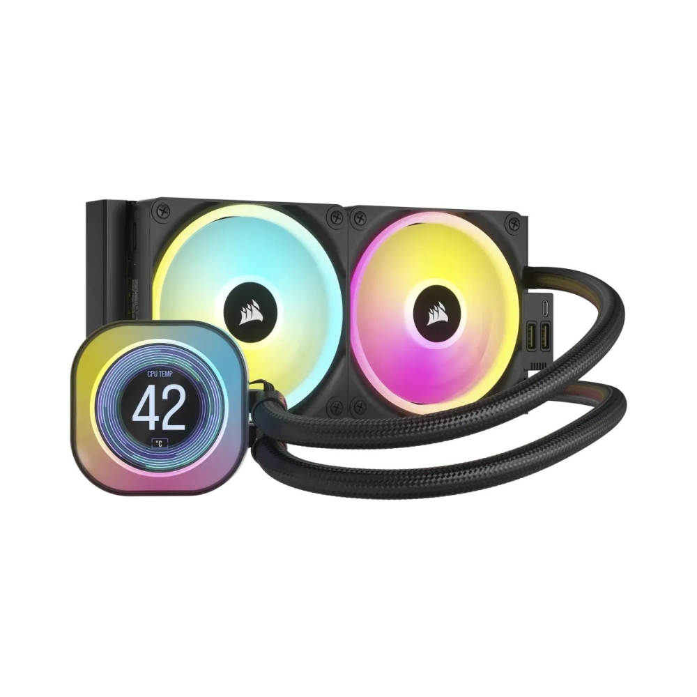 240mm radiator corsair icue link h100i lcd liquid cpu cooler simplified all in one cpu cooling with