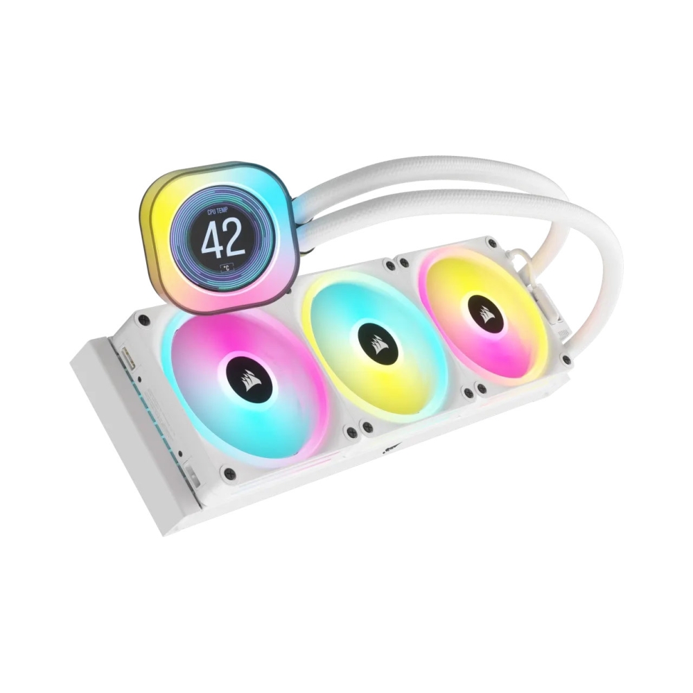 360mm radiator corsair icue link h150i lcd liquid cpu cooler white simplified all in one cpu