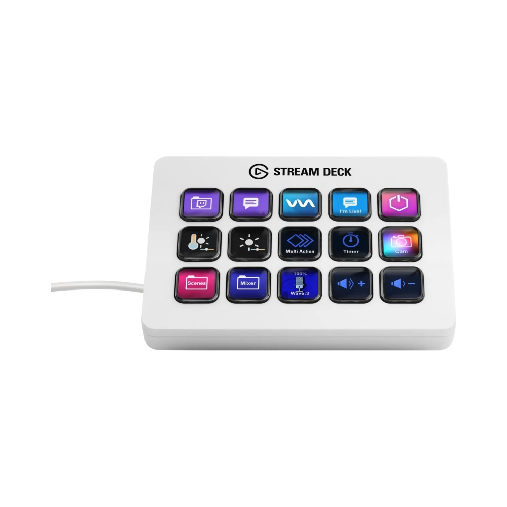 elgato stream deck mk2 15 customizable lcd keys white