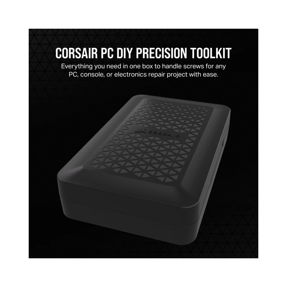 corsair pc diy precision toolkit pc electronics repair kit 65 screw bits extension rod