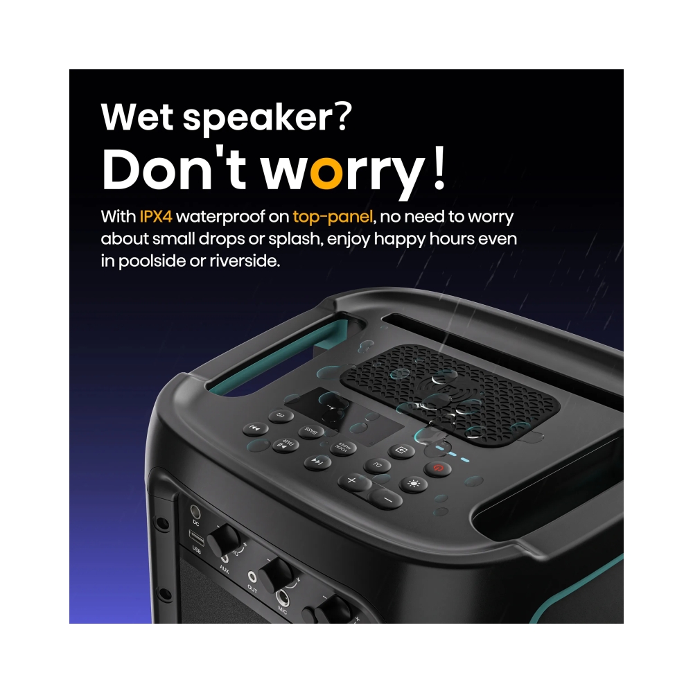 hisense hp100 party speaker power output 300w line in fm pll radio bluetooth usb playback x1