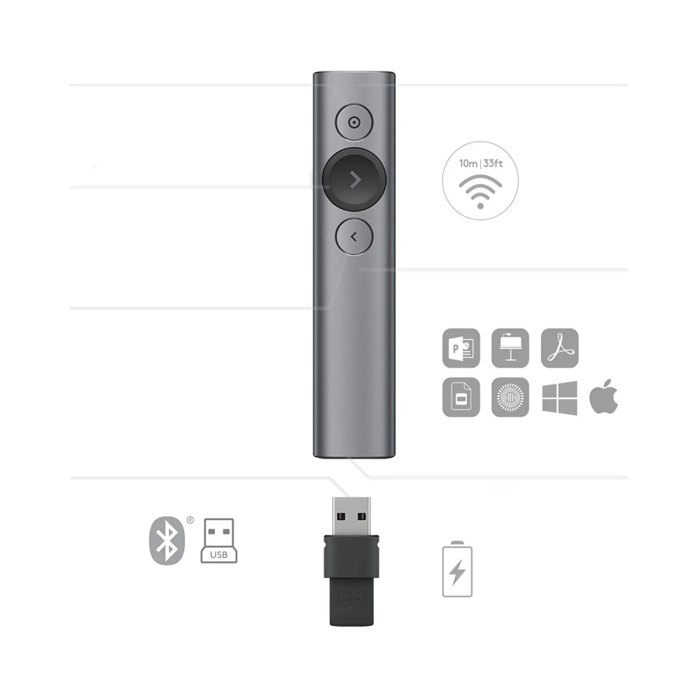 logitech logi spotlight 910 004861 presentation remote slate 24ghzbt na emea logi