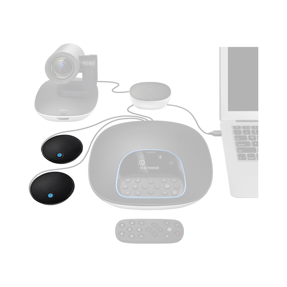 logitech vc expansion microphone for use with group expand conversation area from 6m to 8 5m bt