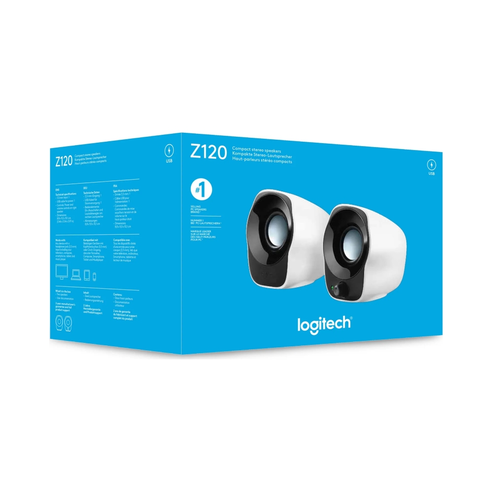 logitech desktop speakers z120 20 usb powered 35 mm audio input cable management power and volume