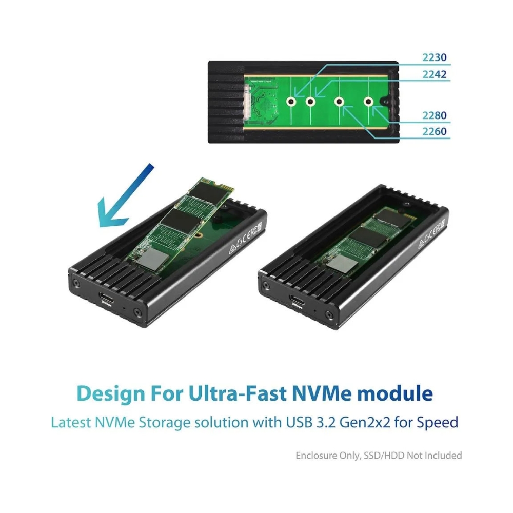 nexstar sx m2 nvme ssd to usb 32 gen2x2 20g type c black enclosure