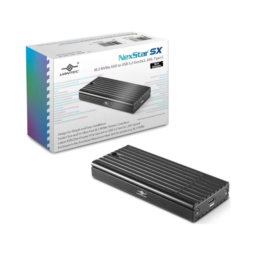 nexstar sx m2 nvme ssd to usb 32 gen2x2 20g type c black enclosure