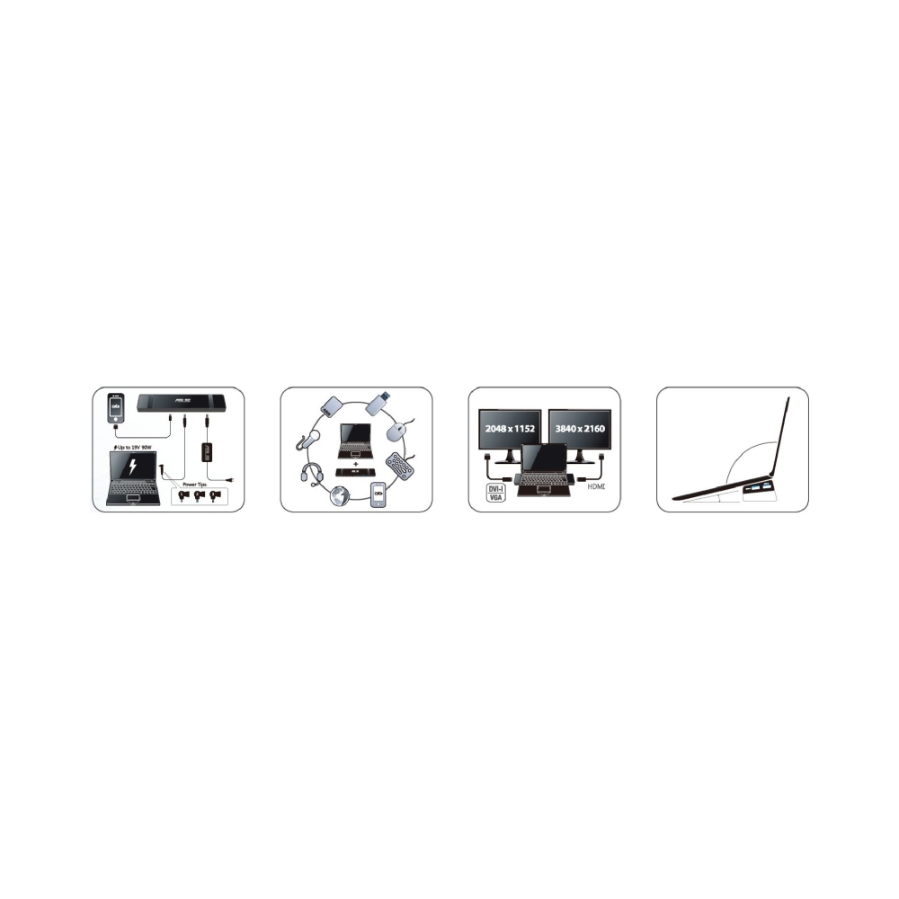 asus usb 30 universal docking station 4usb 30 gigabit ethernet dual display headset and mic