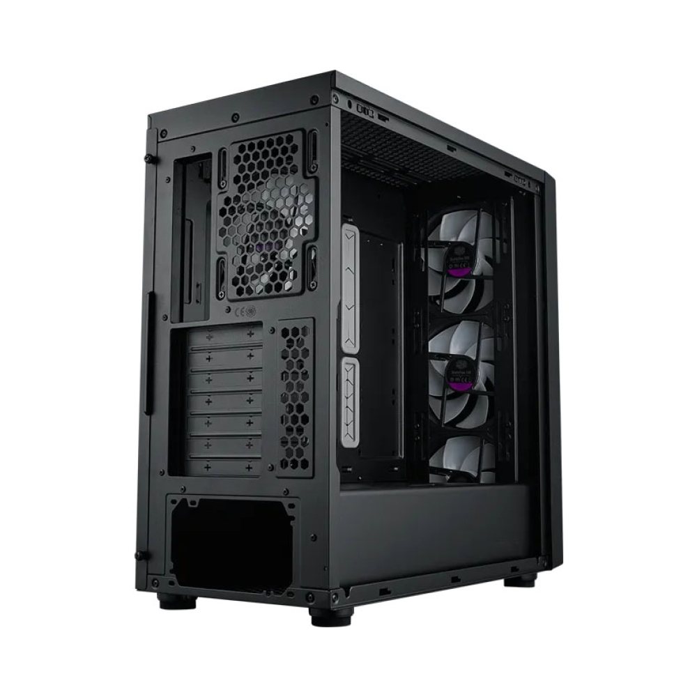 brushed front panel hexagon gleam glass side panel cooler master masterbox 600 atx black mid