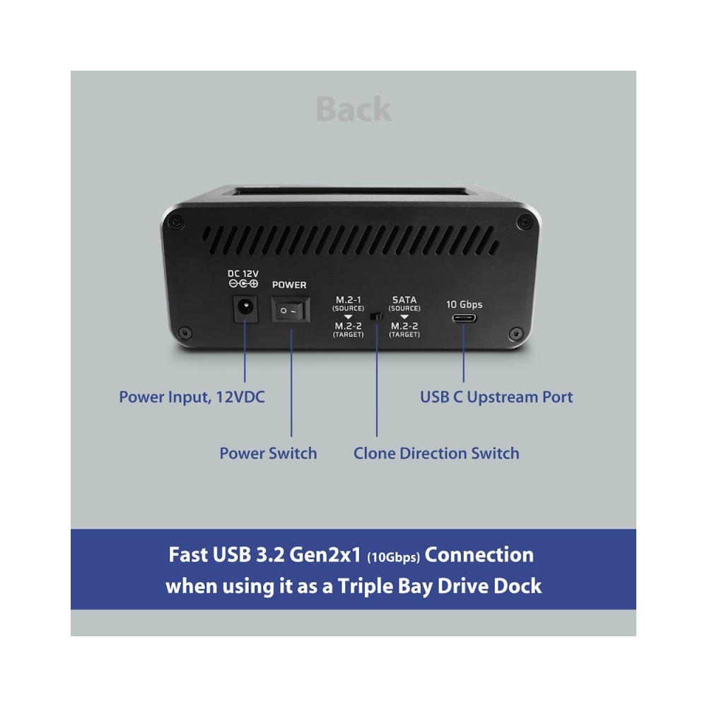 nexstar jx usb 32 gen 2x1 triple bay dock with clone function